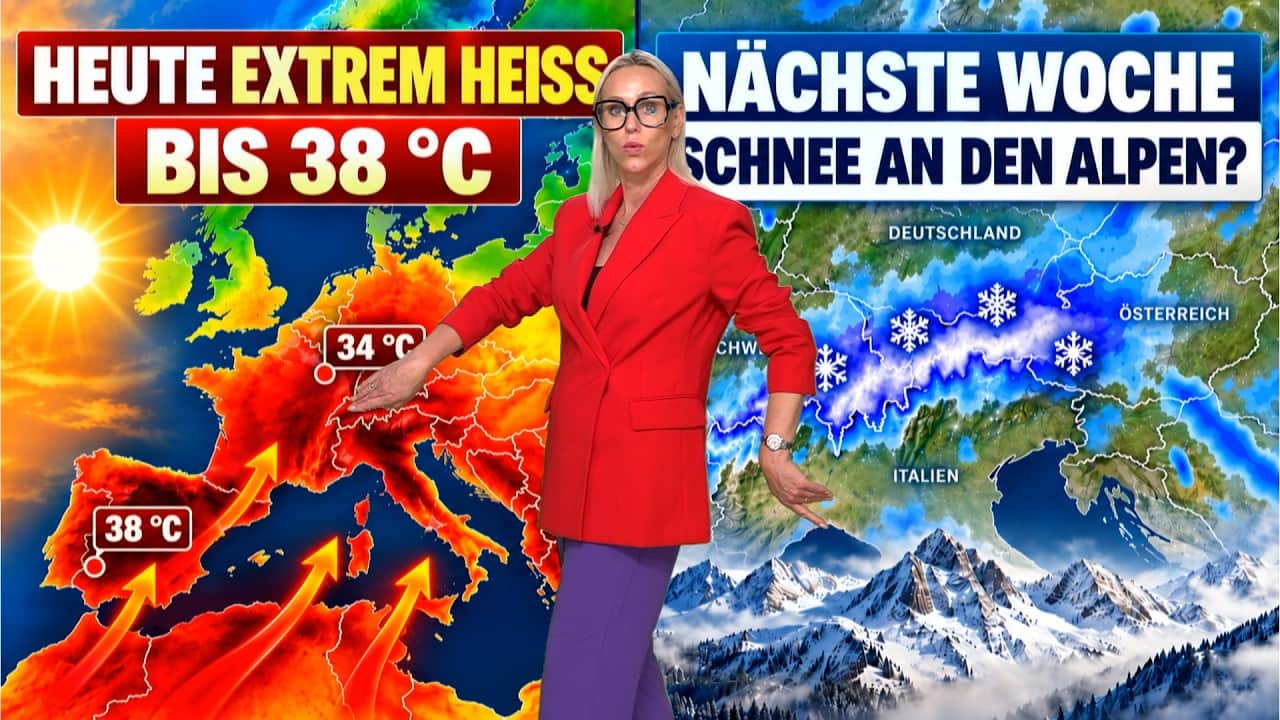 Großer Wetterwahnsinn: Erst 34 °C, dann Sturz auf 18 & wieder 28 °C danach Schnee an den Alpen?