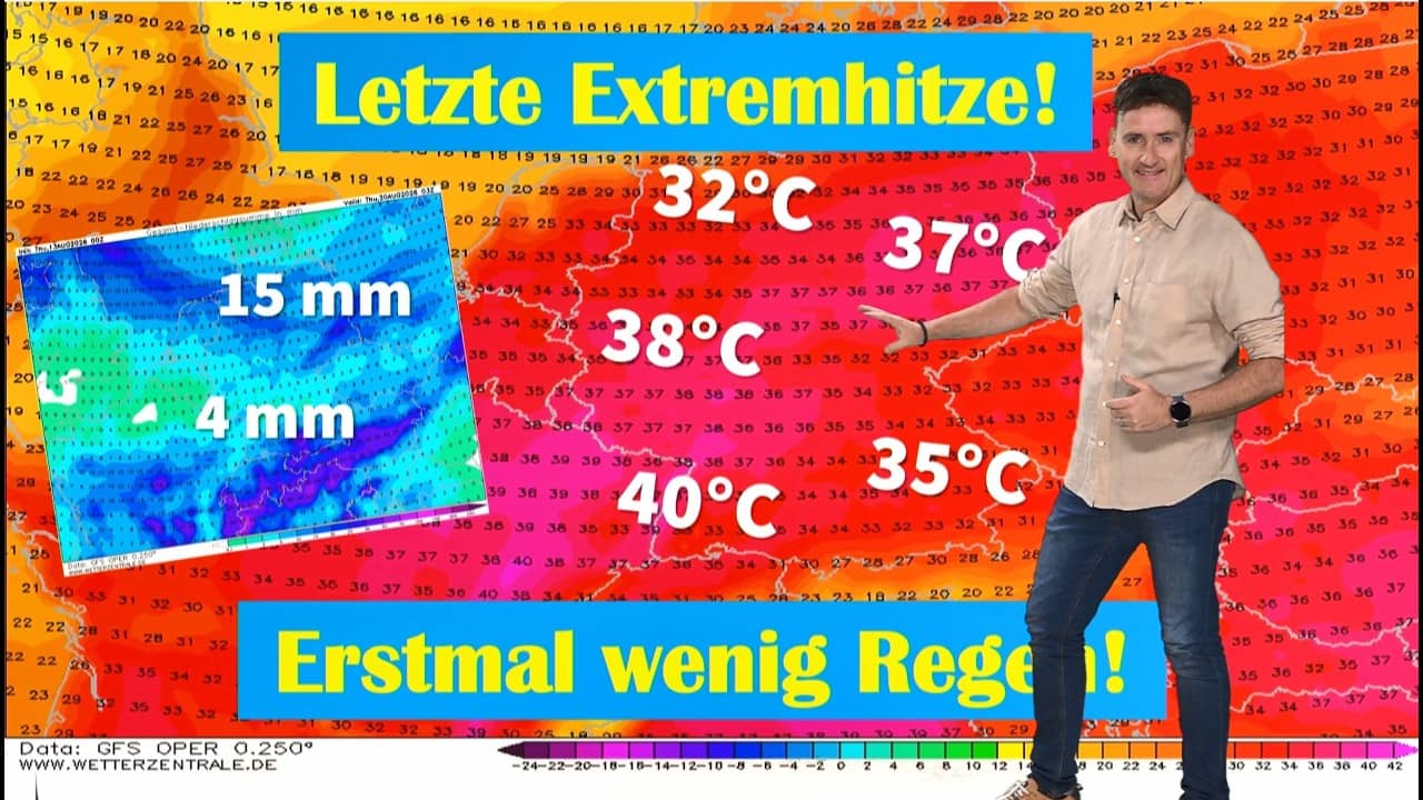 Hitzehöhepunkt- knapp 40°C am Freitag und Samstag! Danach Temperatursturz - gibt´s Landregen?
