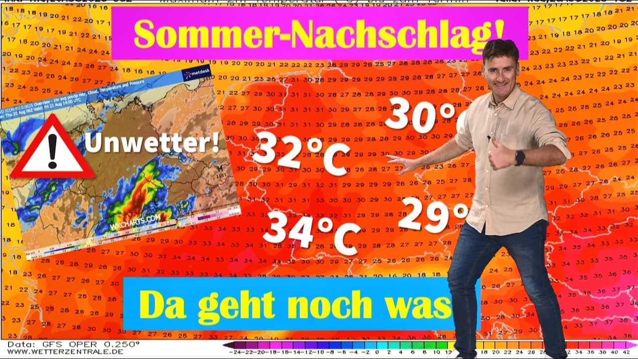 37 Grad! EIN Wettermodell schert komplett aus  kommt der Hitze-Hammer zum Augustende?
