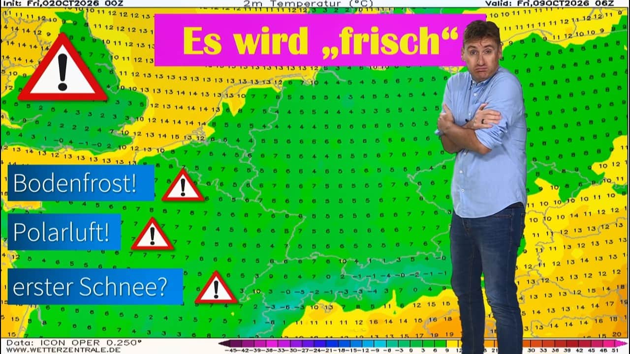 Plötzlicher Temperatursturz nach spätsommerlichem Feiertagswetter in Deutschland