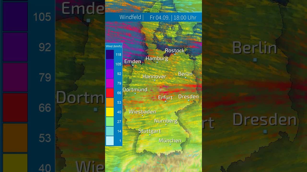 VILJA dreht auf! Heute Sturmböen Gewitter bringen örtlich bis zu 100 km/h!