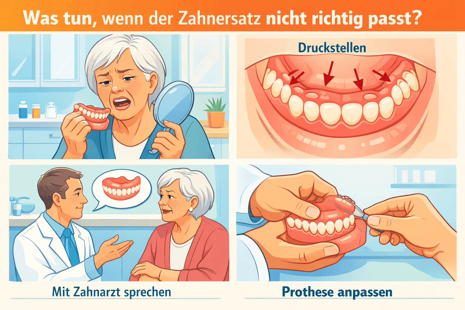 Was tun, wenn der Zahnersatz nicht richtig passt?